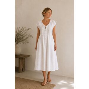 Mirth White Tie-Front Midi Dress | Coastal Resort Boho Tuckernuck Cottagecore, d
